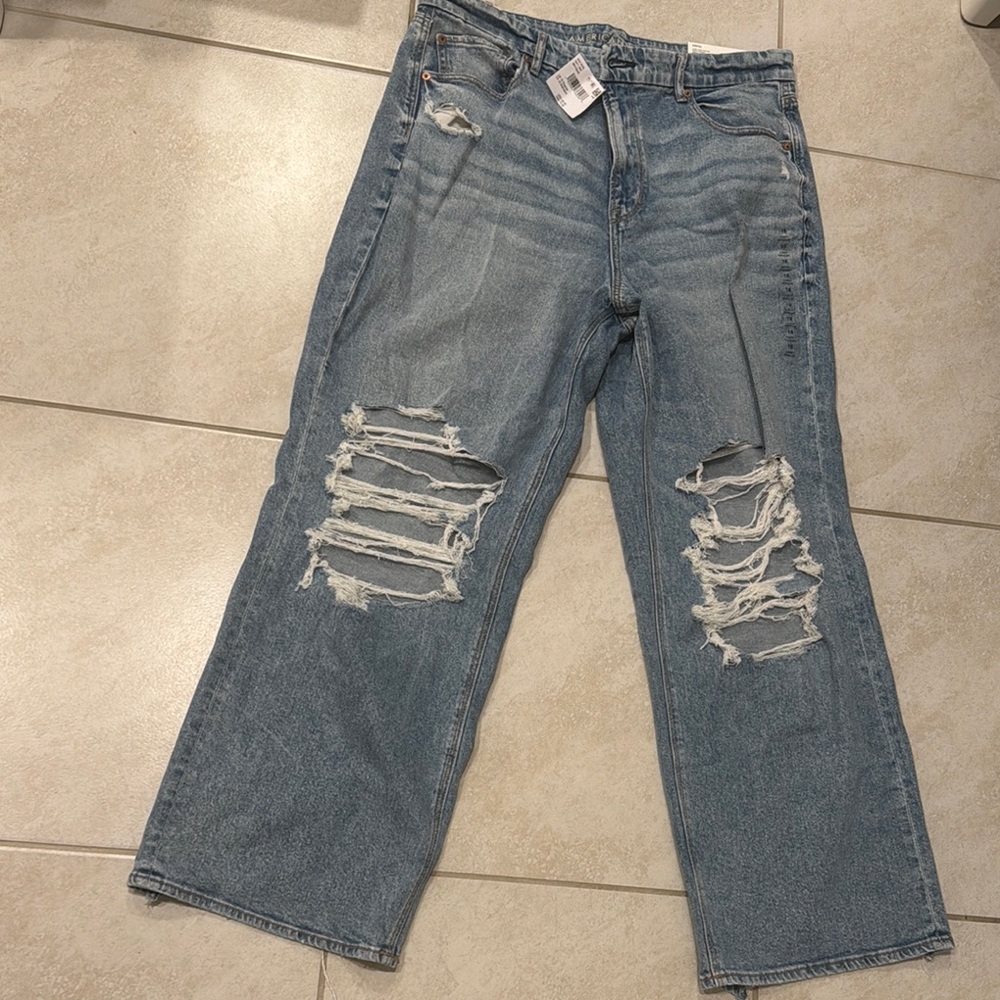 American Eagle Outfitters Blue Boyfriend Jeans Distressed